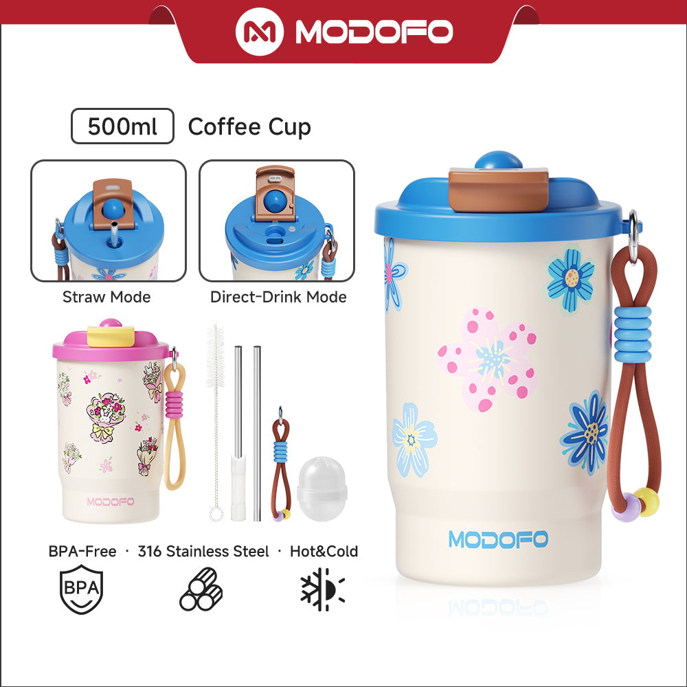 Blue Rhyme Blooms — MODOFO Coffee Cup 500ml Bloom Joy Series Thermos