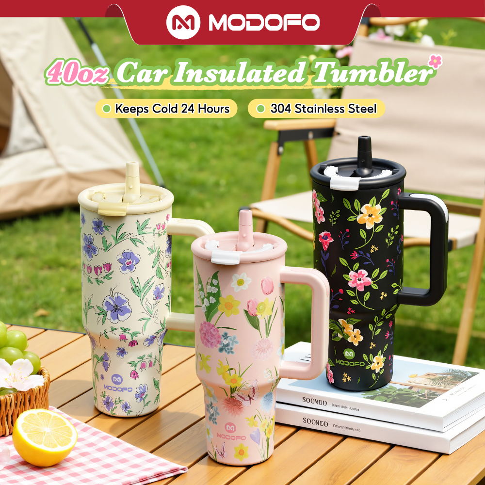MODOFO 40 oz Insulated Tumbler with Straw | 1200 ml Large-Capacity Stainless Steel Bottle