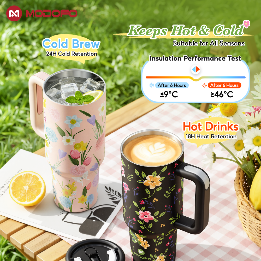 MODOFO 40 oz Insulated Tumbler with Straw | 1200 ml Large-Capacity Stainless Steel Bottle