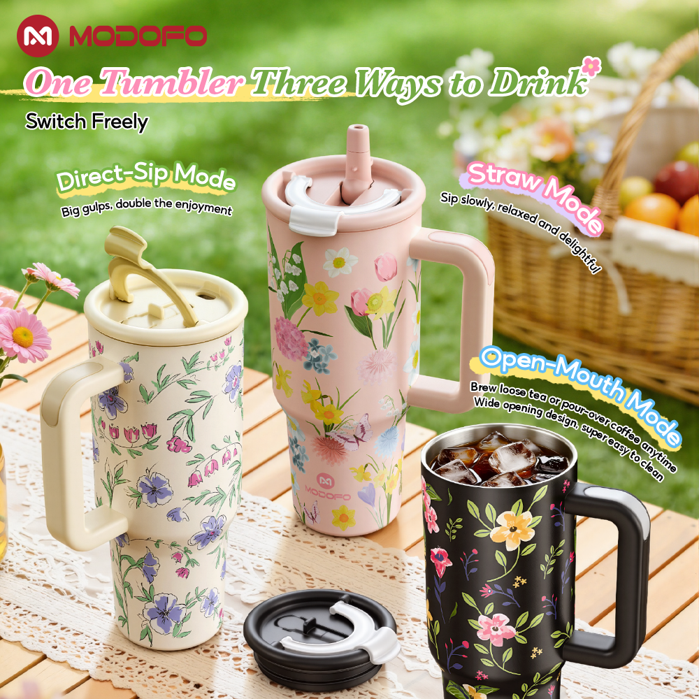 MODOFO 40 oz Insulated Tumbler with Straw | 1200 ml Large-Capacity Stainless Steel Bottle
