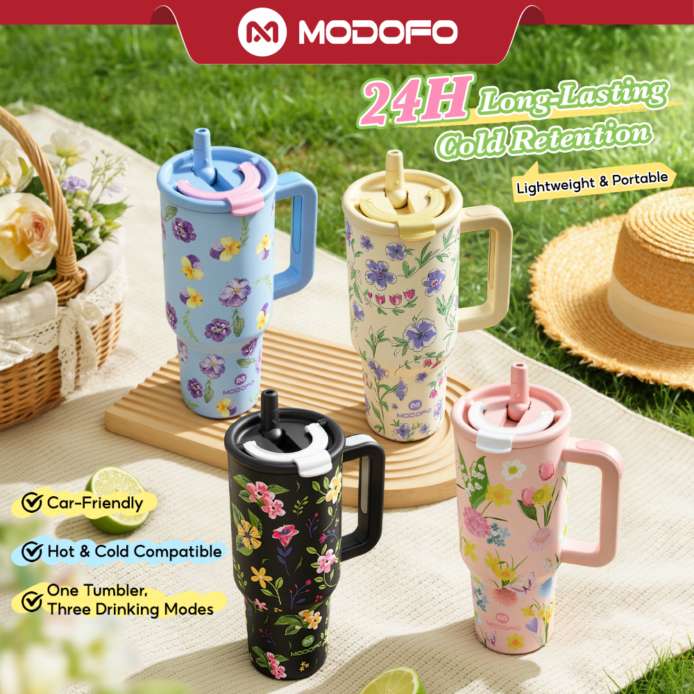 MODOFO 40 oz Insulated Tumbler with Straw | 1200 ml Large-Capacity Stainless Steel Bottle