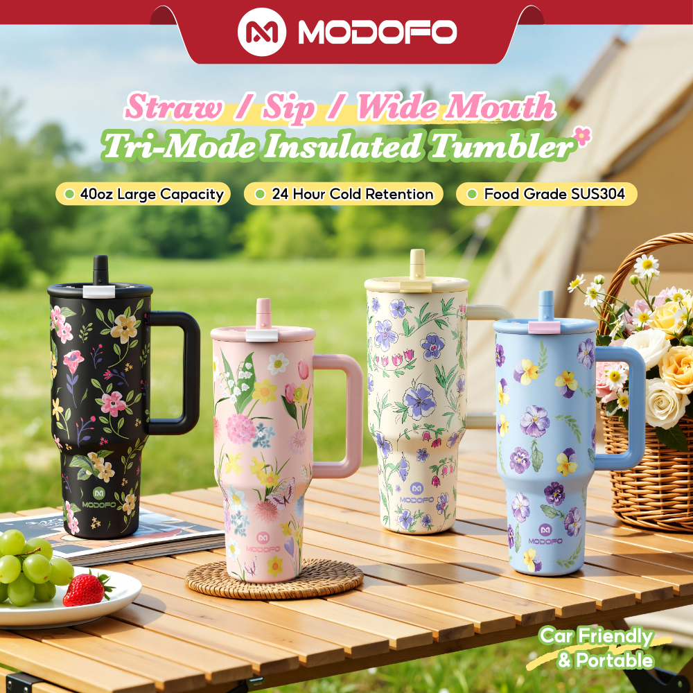 MODOFO 40 oz Insulated Tumbler with Straw | 1200 ml Large-Capacity Stainless Steel Bottle
