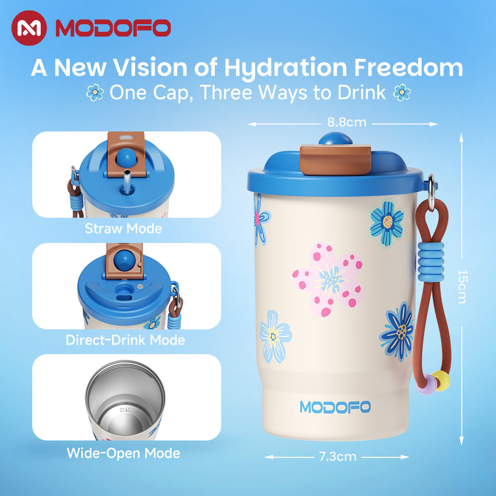 Blue Rhyme Blooms — MODOFO Coffee Cup 500ml Bloom Joy Series Thermos