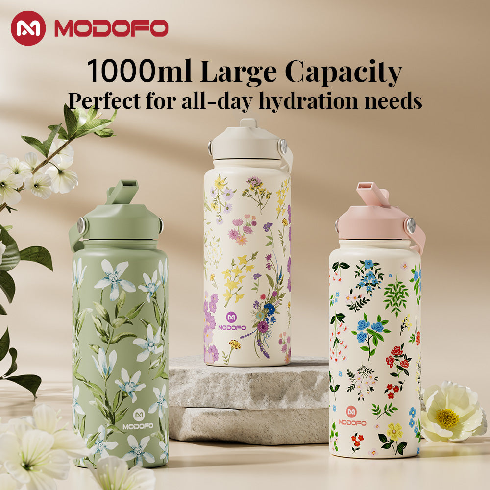 MODOFO 1000 ml Insulated Tumbler with Ceramic Liner & Tea Infuser
