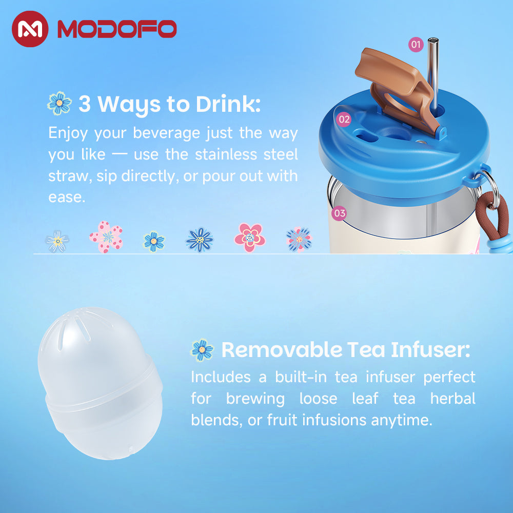 Blue Rhyme Blooms — MODOFO Coffee Cup 500ml Bloom Joy Series Thermos