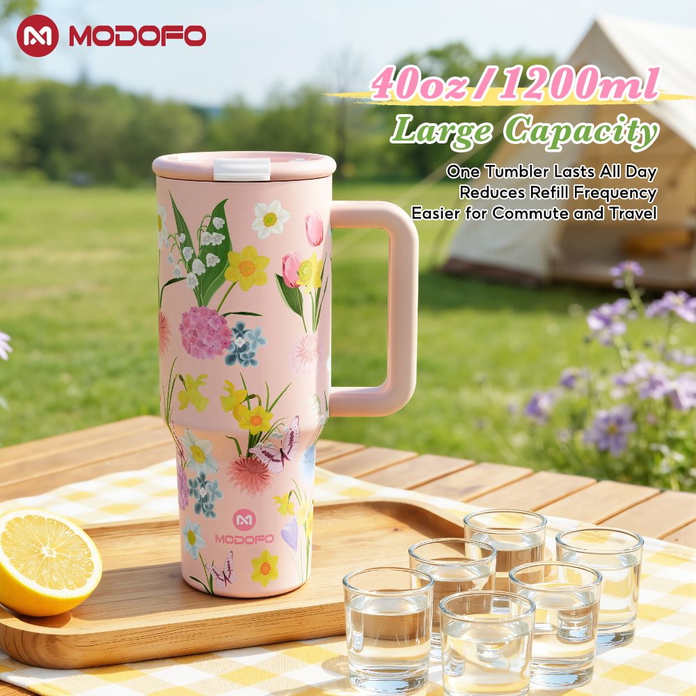MODOFO 40 oz Insulated Tumbler with Straw | 1200 ml Large-Capacity Stainless Steel Bottle