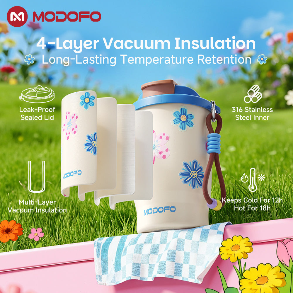 Blue Rhyme Blooms — MODOFO Coffee Cup 500ml Bloom Joy Series Thermos