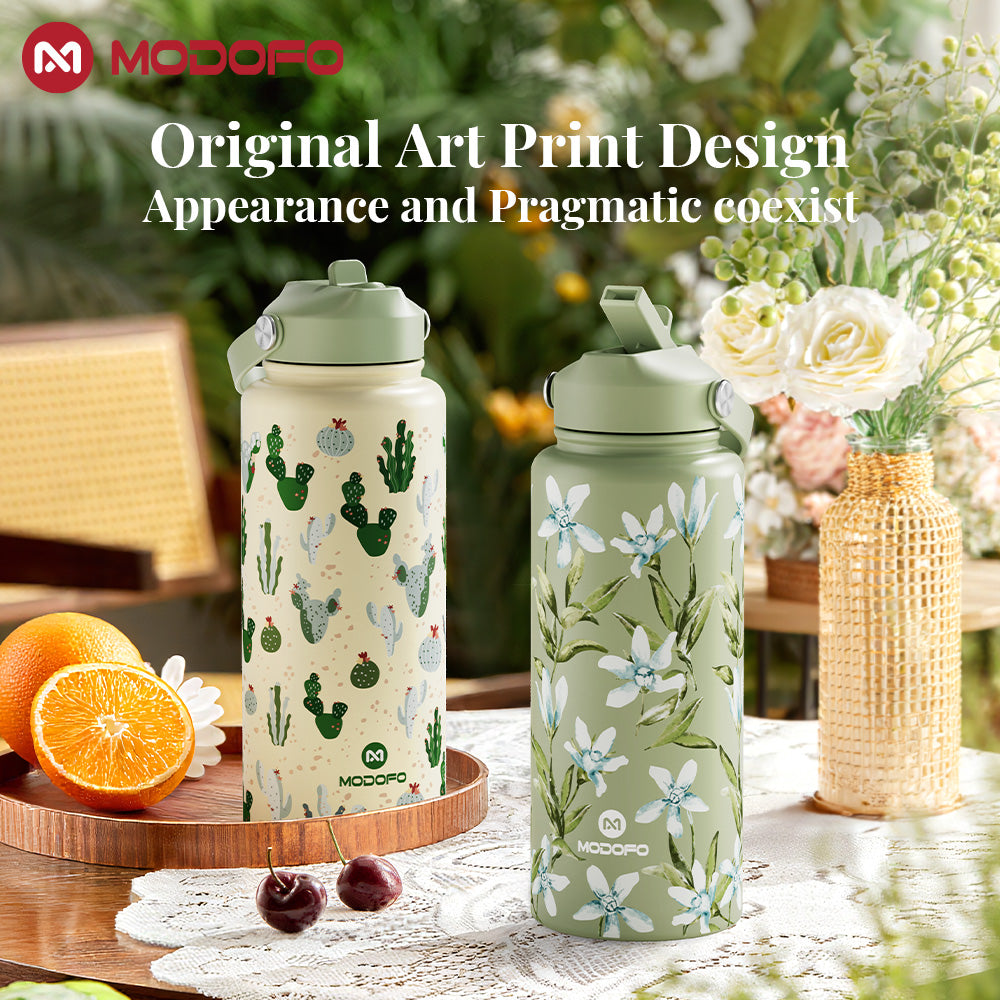 MODOFO 1000ml Insulated Thermos Bottle with Straw — Everyday Large-Capacity Hydration