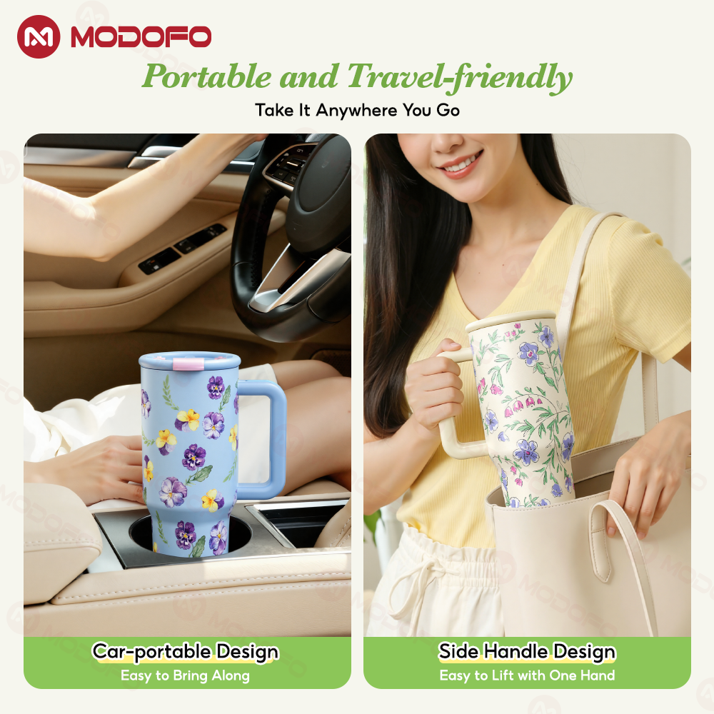 MODOFO 40 oz Insulated Tumbler with Straw | 1200 ml Large-Capacity Stainless Steel Bottle