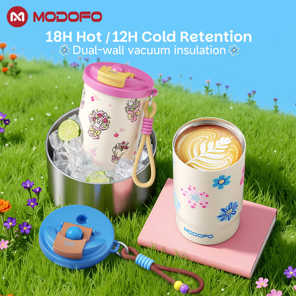 Blue Rhyme Blooms — MODOFO Coffee Cup 500ml Bloom Joy Series Thermos
