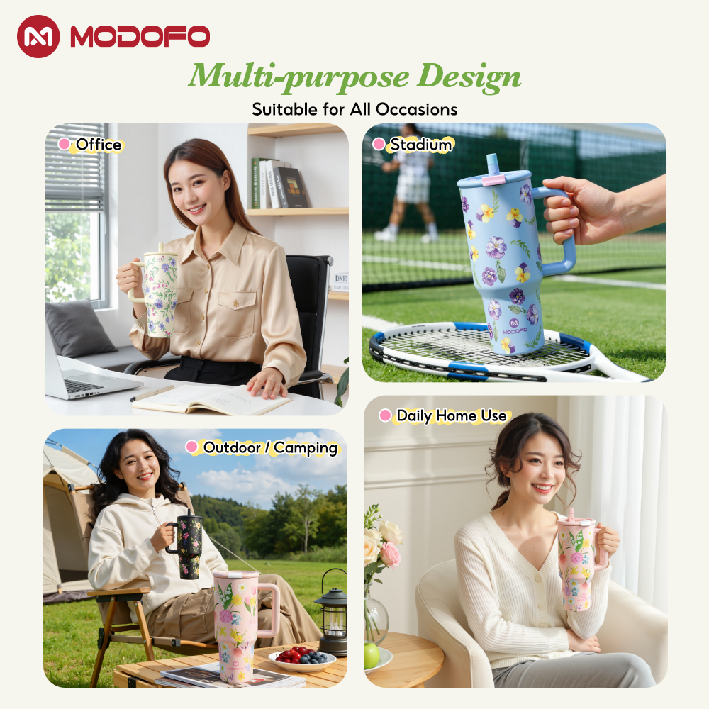 MODOFO 40 oz Insulated Tumbler with Straw | 1200 ml Large-Capacity Stainless Steel Bottle
