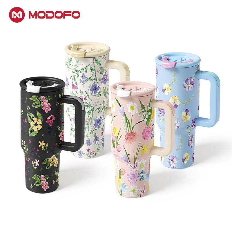 MODOFO 40 oz Insulated Tumbler with Straw | 1200 ml Large-Capacity Stainless Steel Bottle