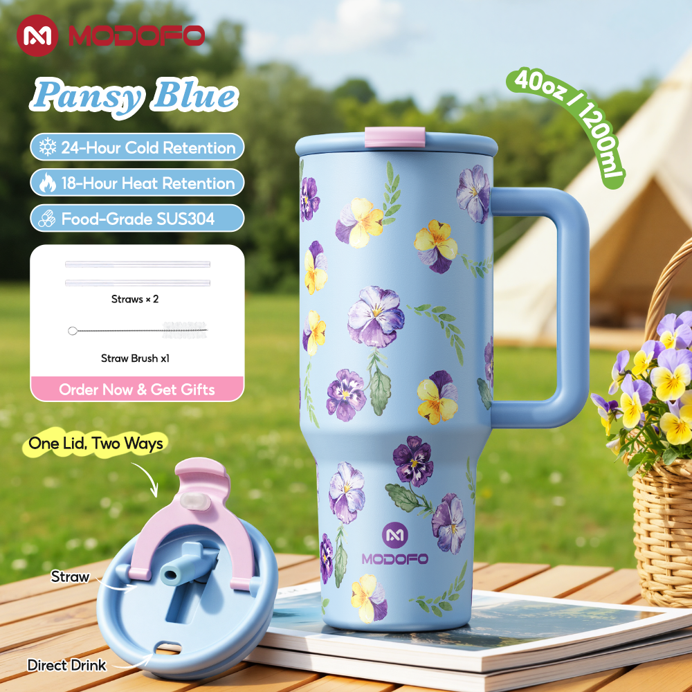 MODOFO 40 oz Insulated Tumbler with Straw | 1200 ml Large-Capacity Stainless Steel Bottle