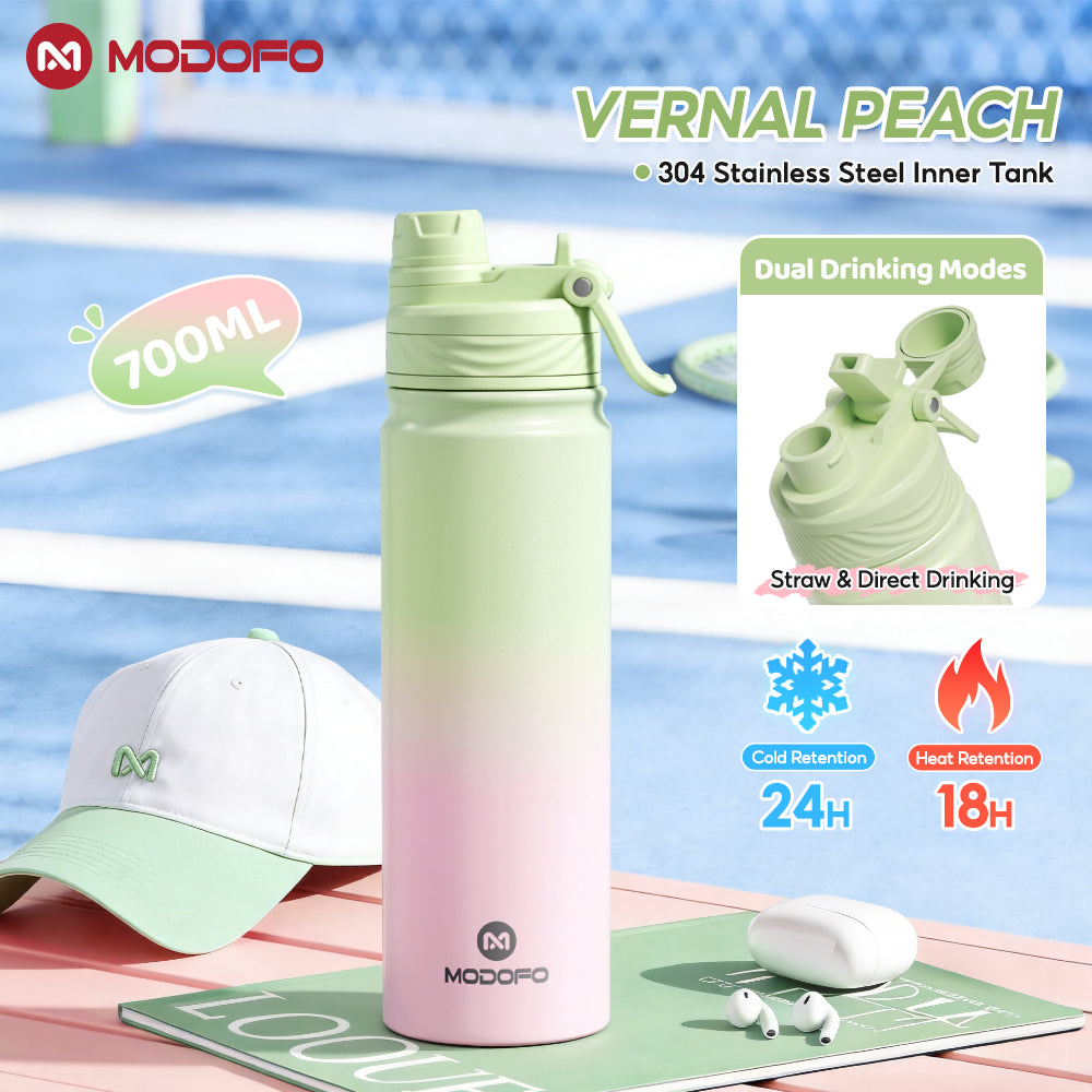 MODOFO 700ml Sports Bottle Insulated Tumbler with Straw Stainless