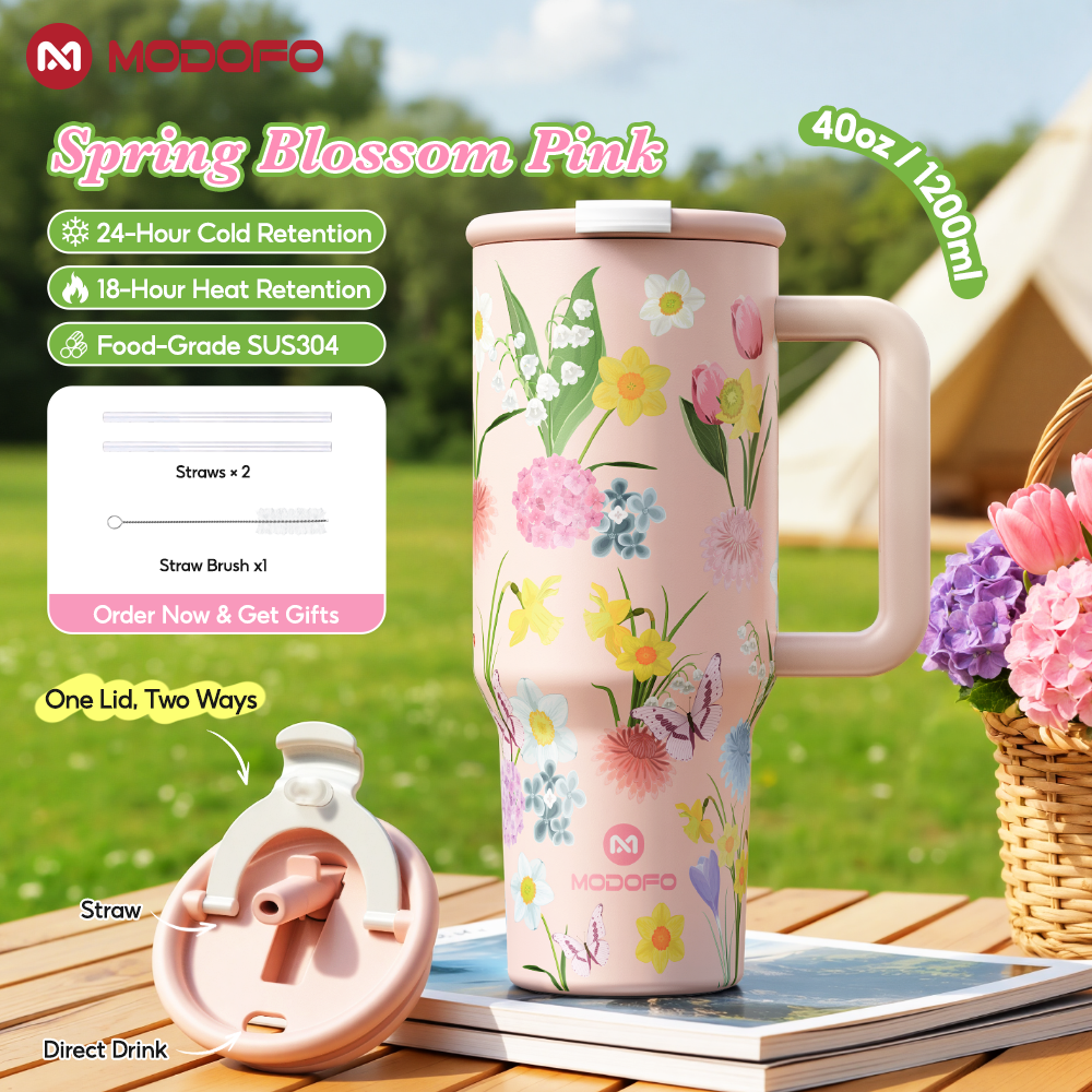 MODOFO 40 oz Insulated Tumbler with Straw | 1200 ml Large-Capacity Stainless Steel Bottle