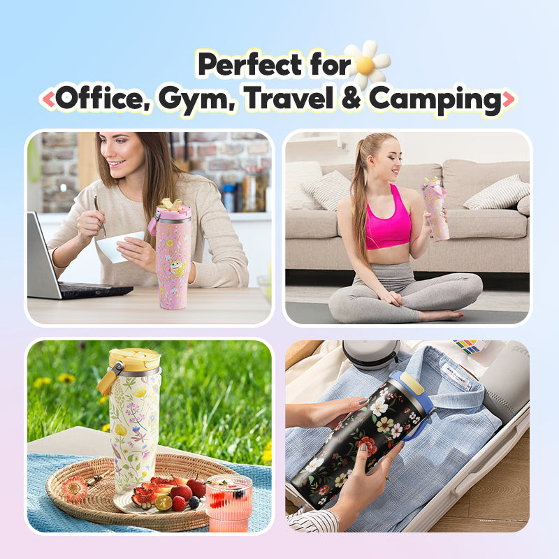 MODOFO 40 oz Insulated Tumbler with Straw | 1200 ml Large-Capacity Stainless Steel Travel Bottle