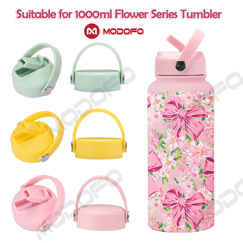 MODOFO Solid Color Insulated Bottle Cap with Straw - Compatible with Various Bottles 1000ml & 18oz