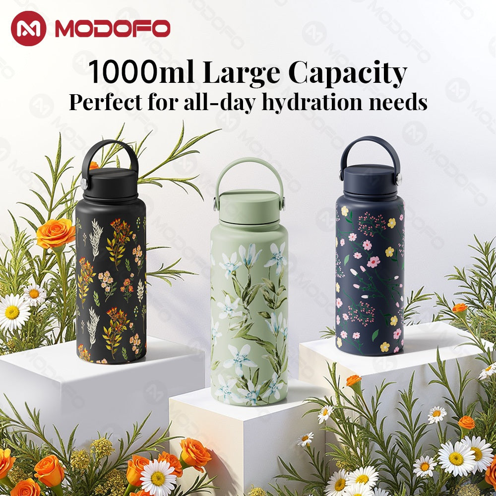 MODOFO 1000ML Large Volume Thermos Cup Printing Series Essential for Hydration