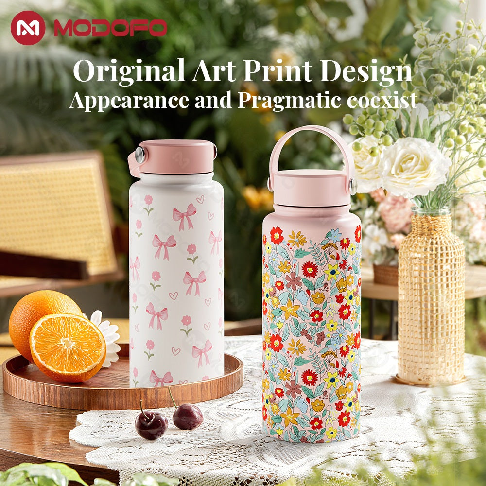 MODOFO 1000ML Large Volume Thermos Cup Printing Series Essential for Hydration