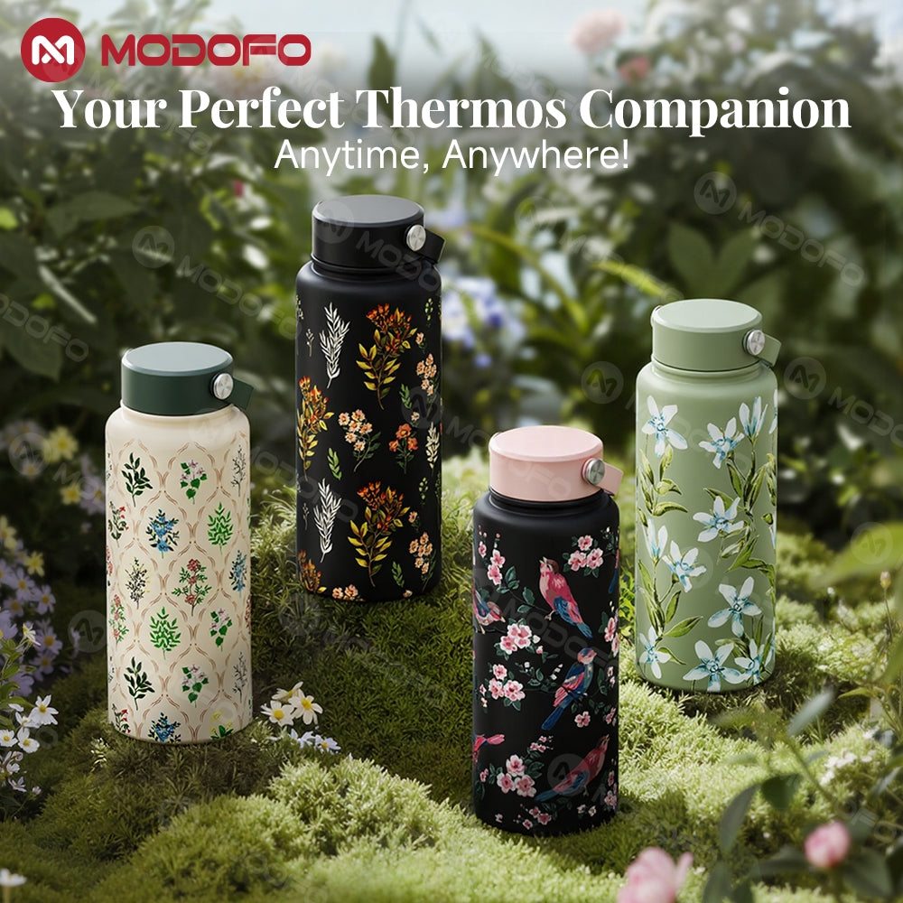 MODOFO 1000ML Large Volume Thermos Cup Printing Series Essential for Hydration