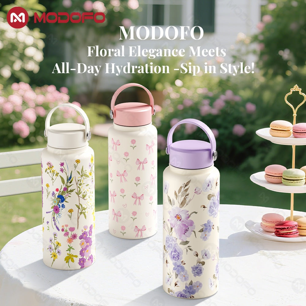 MODOFO 1000ML Large Volume Thermos Cup Printing Series Essential for Hydration