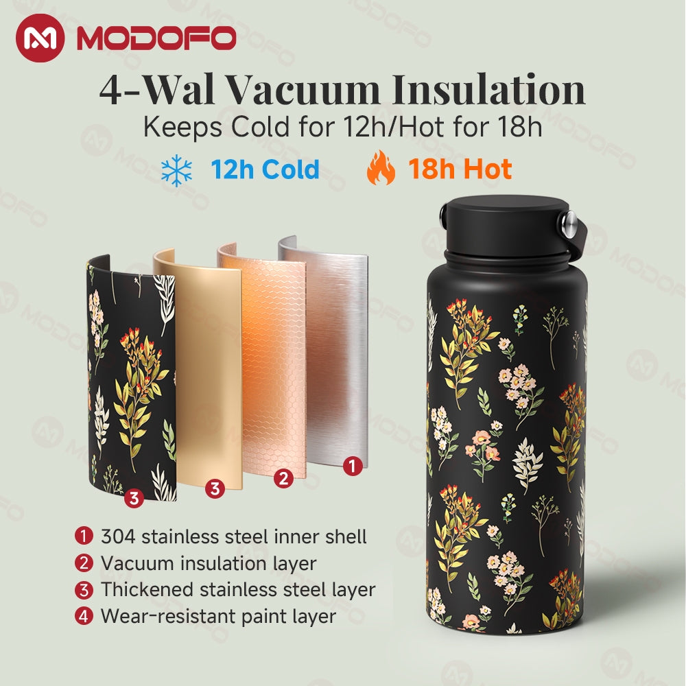 MODOFO 1000ML Large Volume Thermos Cup Printing Series Essential for Hydration