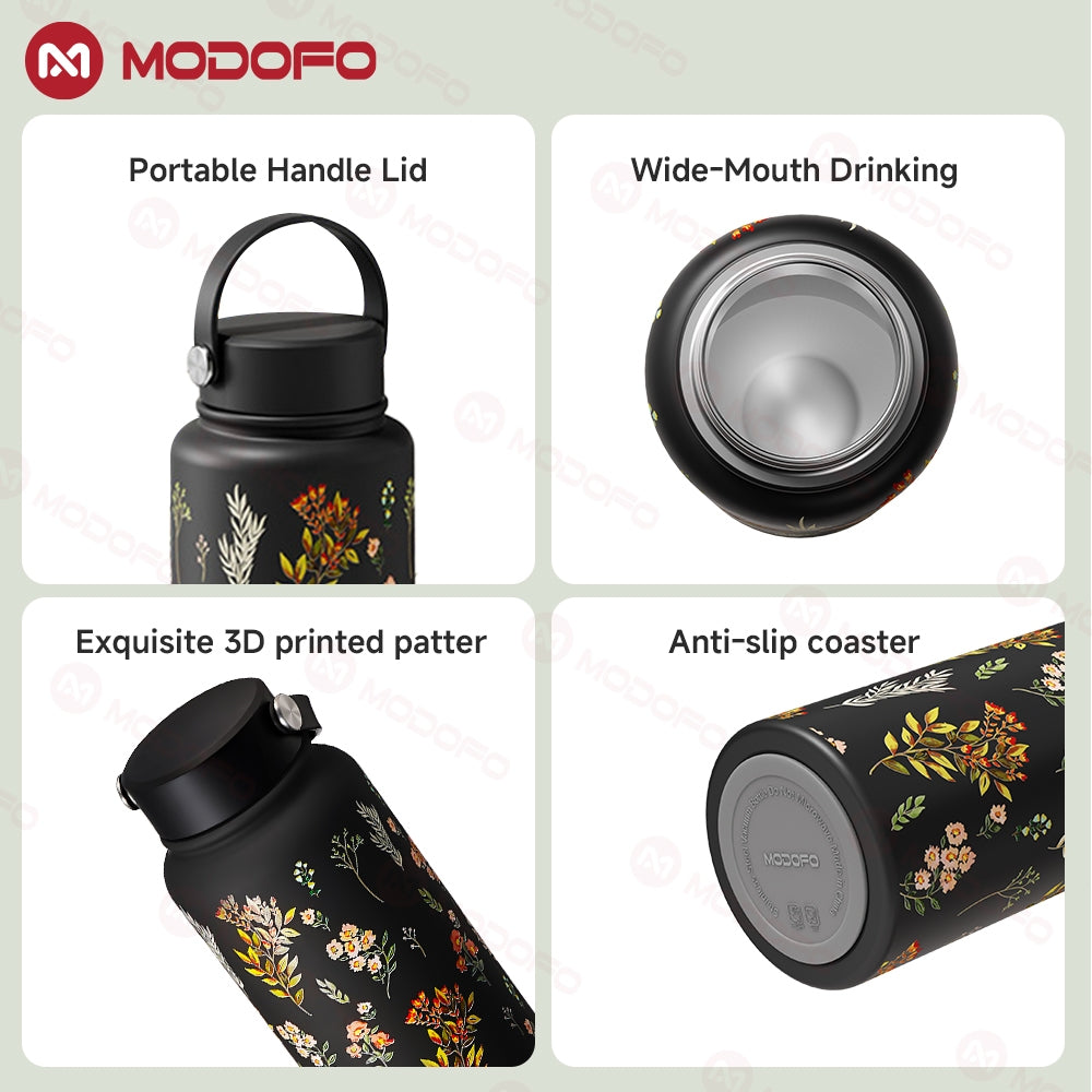 MODOFO 1000ML Large Volume Thermos Cup Printing Series Essential for Hydration