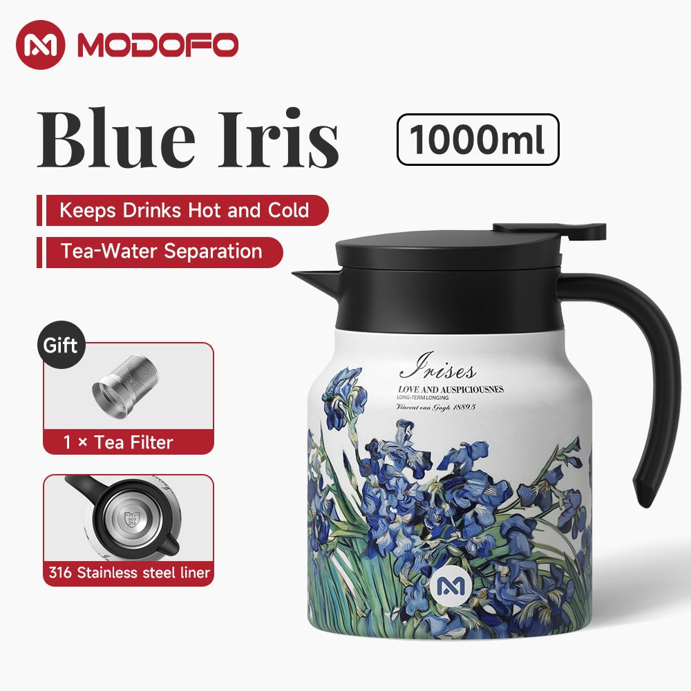 MODOFO 316 Stainless Steel Thermos Teapot | 1 L Thermal Coffee Pot for Hot and Cold Drinks