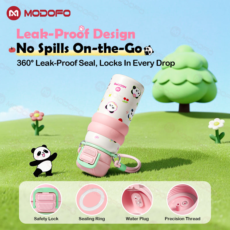 MODOFO Panda Series 530ml Kids Insulated Tumbler with Straw | Stainless Steel Thermos Bottle