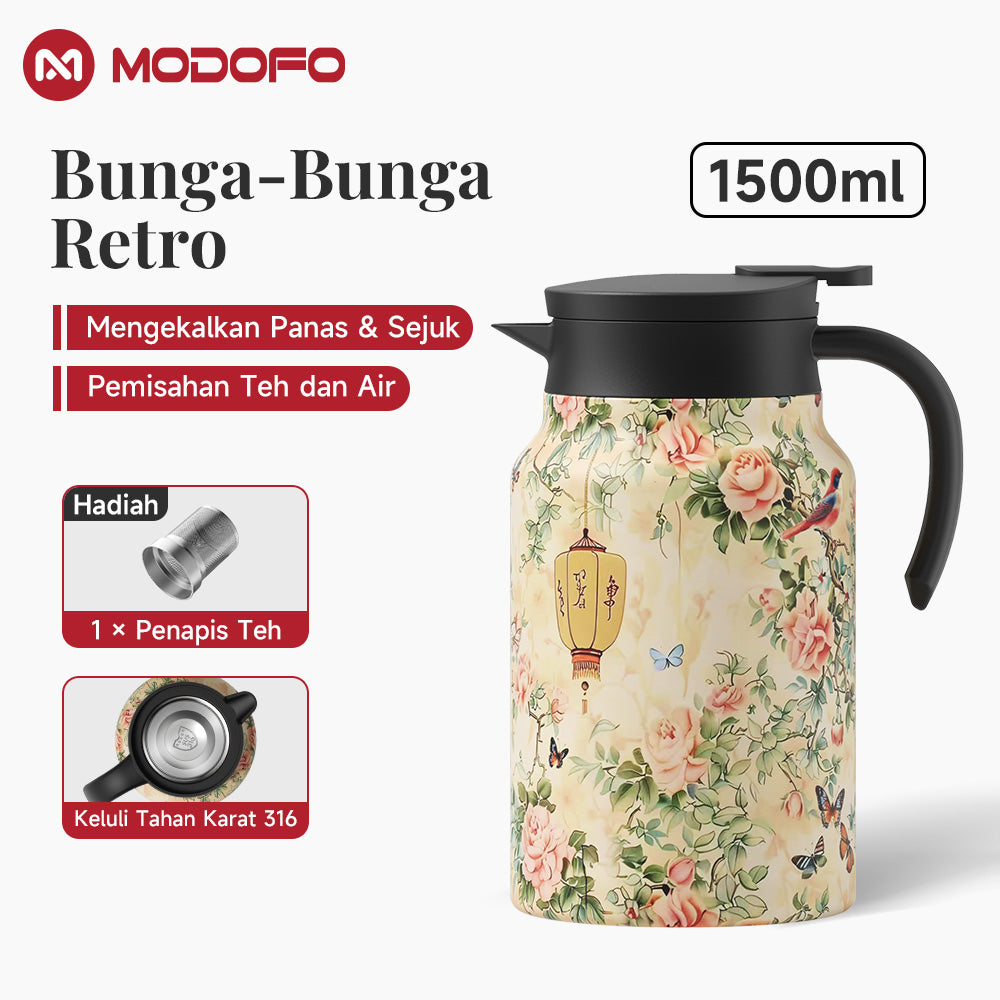 MODOFO 316 Stainless Steel Thermos Teapot | 1 L Thermal Coffee Pot for Hot and Cold Drinks